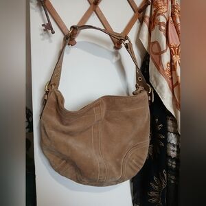 Coach Suede Hobo Bag - Tan